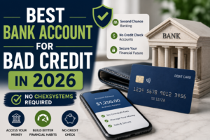 Best Bank Account for Bad Credit in 2026 (No ChexSystems Required) – guide cover graphic