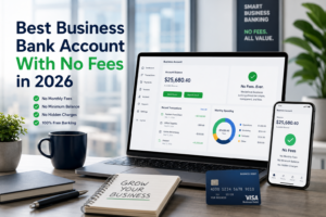 Best Business Bank Account With No Fees in 2026 – guide cover graphic
