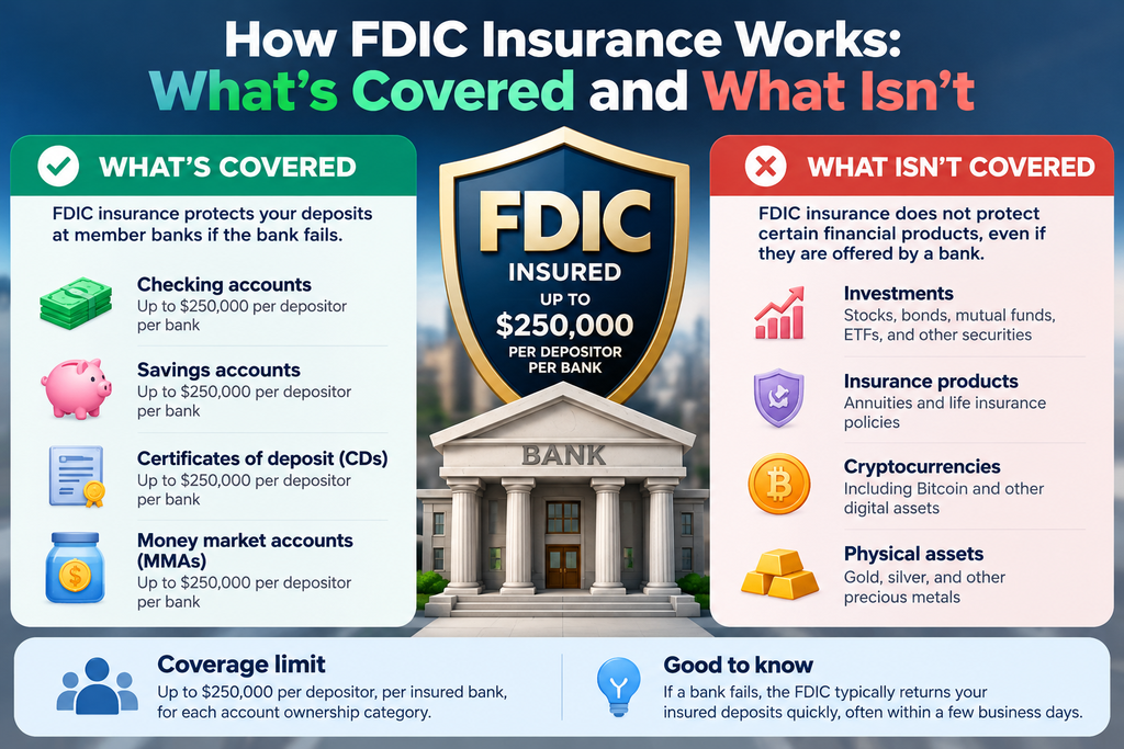 FDIC insurance coverage explained for bank deposits
